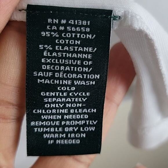 LAUREN Ralph Lauren Womens Boat Neck Cotton Top size XL White Short Sleeve - Picture 5 of 8